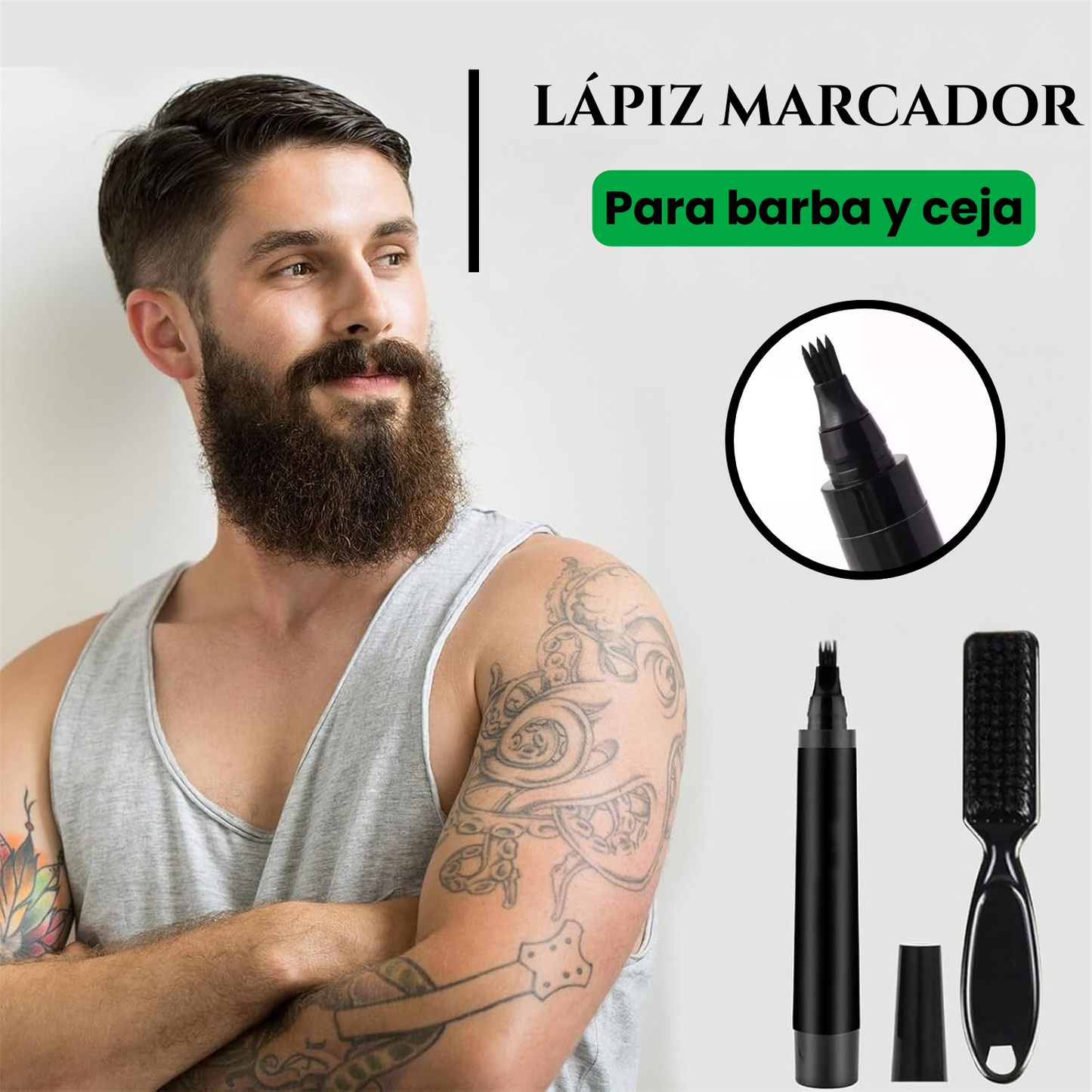 Lápiz Marcador para Barba y Ceja + Cepillo de Regalo 🎁