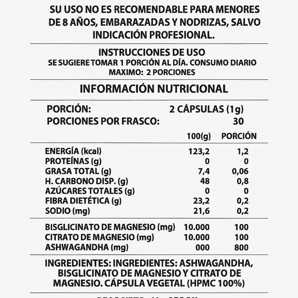 Ashwagandha 500Mg - 30 Capsulas Naturales