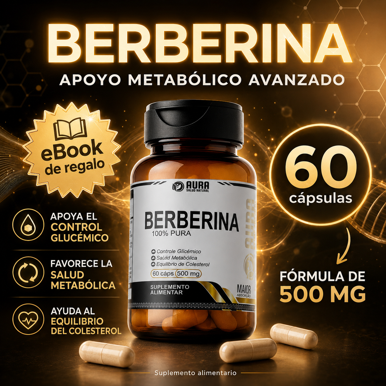 Berberina AURA® - Apoyo avanzado para glucosa y colesterol