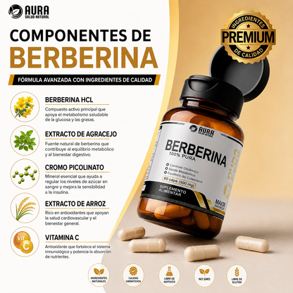 Berberina AURA® - Apoyo avanzado para glucosa y colesterol