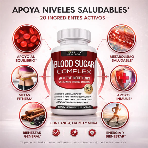 TOPLUX NUTRITION® ORIGINAL - Blood Sugar Complex + eBook de REGALO
