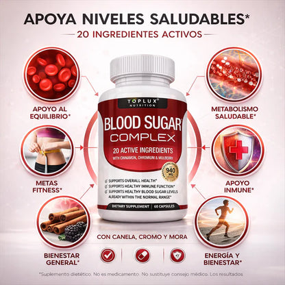TOPLUX NUTRITION® ORIGINAL - Blood Sugar Complex + eBook de REGALO